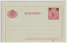 SUÈDE / SWEDEN - 1919 - Letter-Card Mi.K16 10/12ö Red (d.219) T.I Thick "10" - Unused - Very Fine - Ganzsachen