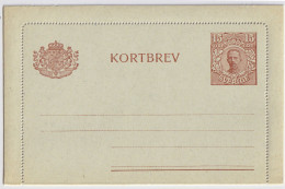 SUÈDE / SWEDEN - 1920 - Letter-Card Mi.K18 15ö Brown (No Date) Unused - Very Fine - Entiers Postaux