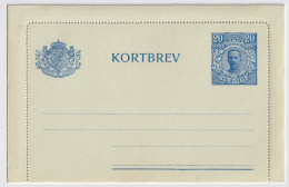 SUÈDE / SWEDEN - 1920 - Letter-Card Mi.K19 20ö Blue (No Date) Unused - Very Fine - Postwaardestukken