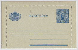 SUÈDE / SWEDEN - 1920 - Letter-Card Mi.K19 20ö Blue THICKER LETTER "K" - (No Date) Unused - Very Fine - Postwaardestukken