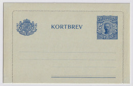 SUÈDE / SWEDEN - 1920 - Letter-Card Mi.K19 20ö Darker Blue (No Date) Unused - Very Fine - Enteros Postales