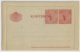 SUÈDE / SWEDEN - 1920 - Letter-Card Mi.K21 10ö+10ö Red (no Date) Unused - Very Fine (c) - Postwaardestukken