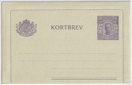 SUÈDE / SWEDEN - 1921 - Letter-Card Mi.K20 20ö Violet (No Date) Unused - Very Fine - Interi Postali