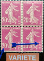 LP3137/572 - 1924/1926 - TYPE SEMEUSE - N°190 BLOC NEUF** - VARIETE (x2) >>> " POST S " + " 2 " Amputé - Unused Stamps