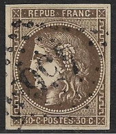 France N°47e Variété R Relié Au Cadre Et Cadre Cassé, RARE. - 1870 Bordeaux Printing