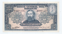 PARAGUAY - 5 GUARANIES NOTE STARK & ROMEO SIGN. P-186c 1952 - UNC - Paraguay