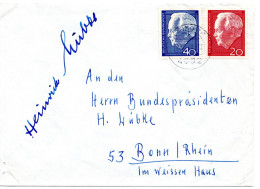 66617 - Bund - 1969 - Luebke I, Satz A Bf LINTORF -> Bonn, M Autogramm Von Heinreich Luebke Am Letzten Tag Der Amtszeit - Other & Unclassified
