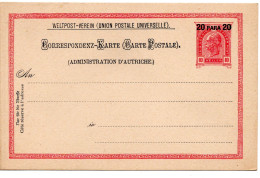 66624 - Österreich / Post In Der Levante - 1905 - 20P/10H GAKte, Ungebraucht - Levant Autrichien