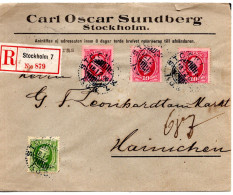 66633 - Schweden - 1906 - 3@10Oere Koenig MiF A R-Bf STOCKHOLM -> HAINICHEN (Deutschland) - Storia Postale