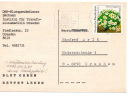 66643 - Bund - 1991 - 30Pfg Rennsteiggarten EF A OrtsKte DRESDEN, Erste Leerung 1.4.91, Befoerdert Zum Alten VGO-Tarif - Cartas & Documentos