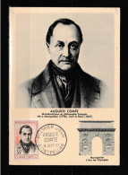 " AUGUSTE COMTE " Sur Carte Maximum De 1957. N° YT 1121. Parfait état. CM - 1950-1959