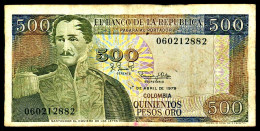 A8 COLOMBIE    BILLETS DU MONDE   COLOMBIA BANKNOTES  500 PESOS ORO 1979 - Colombie