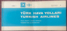 T.H.Y. TURKISH AIRLINES ,TICKET ,1971 - Europe