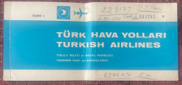 T.H.Y. TURKISH AIRLINES ,TICKET ,1971 - Europa