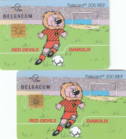 Belgacom, Red Devils, Diabolix, 2 Dif Chip Soliac SO3 & SO6 - Con Chip