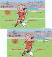 Belgacom, Red Devils, Diabolix, 2 Dif Chip Soliac SO3 & SO6 - With Chip