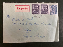 LETTRE EXPRES Pour FRANCE Charles DE GAULLE Président De La République Française TP 2,50 Zt X2 + 2 Zt OBL.24-3 1964 POL - Cartas & Documentos