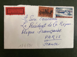 LETTRE EXPRES Pour FRANCE Président De La République Française TP APX 10+AP 1,50 OBL.13 VI 66 Passée Par POSTE PNEUMATIQ - Briefe U. Dokumente