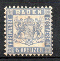 Col33 Allemagne Anciens états Bade N° 18 Neuf X MH Cote : 12,00€ - Usados