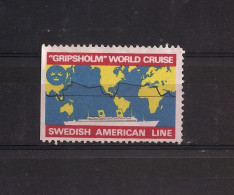 VIGNETTE SUEDOISE DE LA SWEDISH AMERICAN LINE- GRIPSHOLM WORLD CRUISE - Tourism (Labels)