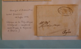 Delcampe - BT8 FRANCE DEPARTEMENT CONQUIS DE VENEZIA CACHET FRANCAIS  + REP. CISALPINE  .BELLE LETTRE RARE 1798 +AFF. PLAISANT+++ - 1792-1815: Départements Conquis