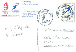 FRANCE / CARTE COMMEMORATIVE PARCOURS DE LA FLAMME OLYMPIQUE JO ALBERTVILLE 92 - Invierno 1992: Albertville