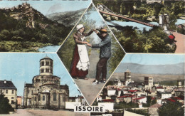 CARTOLINA  ISSOIRE,RHONE-ALPES,FRANCIA-LA RIBEYRE-PONT D'OEBEIL-LA BOUREE-EGLISE SAINT-AUSTREMOINE (XII°s.)-VIAGGIATA - Rhône-Alpes