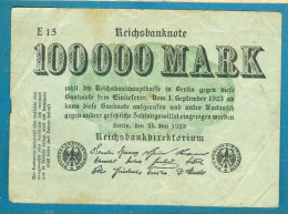 100000 Mark 25.7.1923 Serie E 15 Wmk. "Hakensterne" - 100000 Mark