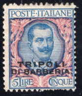 Levante - Tripoli Di Barberia (1901) - 5 Lire Sass. 10 * MH - Egeo