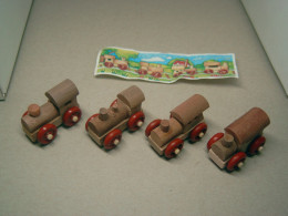 1996 Ferrero - Kinder Surprise - K96 127, 128, 129 & 130 - Wooden Locomotives - Complete Set + BPZ - Monoblocs