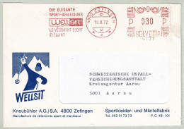 Schweiz / Helvetia 1972, Brief Freistempel / EMA / Meterstamp Kneubühler Zofingen - Aarau, Sport-Bekleidung / Dress - Textile