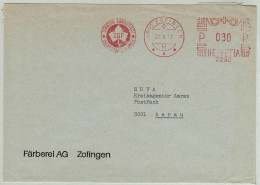 Schweiz / Helvetia 1973, Brief Freistempel / EMA / Meterstamp Färberei Zofingen - Aarau, Teinturerie / Dye Works - Textile