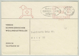 Schweiz / Helvetia 1954, Brief Freistempel / EMA / Meterstamp Wollindustrielle Zürich - Belp, Wolle / Lain / Wool, Schaf - Textile