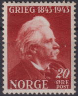 1943 Norwegen. *F Mi:NO 288, Sn:NO 256, Yt:NO 250, Edvard Grieg (1843-1907) - Unused Stamps