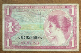 USA MPC One Dollar Military Payment Series 641 VF Banknote Note 1964 Using In Vietnam Viet Nam - Plate # 17 / 2 Photos - 1965-1968 - Reeksen 641