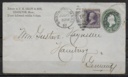 USA  Lettre PAP 1892 Brockton - ...-1900