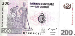 CONGO 200 FRANCS PINK MAN FRONT MAN BACK DATED 31-07-2007 UNC P? READ DESCRIPTION !! - Repubblica Democratica Del Congo & Zaire