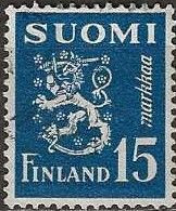 FINLAND 1930 Lion - 15m. - Blue FU - Oblitérés