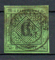 Col33 Allemagne Anciens états Wurtemberg  N° 3 Oblitéré Cote : 55,00€ - Oblitérés