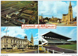Carte Postale 33. Mérignac L'aéroport Vue Aérienne Le Stade De Football La Mairie L'église Trés Beau Plan - Merignac