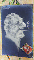 Gourmand ,silhouette D'un Homme Qui Fume , 4 Femmes Nues - Silhouetkaarten