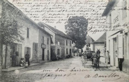 Cpa ST ANDRE LE GAZ 38 - 1918 - Rue Du Centre (attelage, Café Margand, Tabac) - Saint-André-le-Gaz