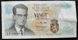 Billets - ROYAUME De  BELGIQUE - Billet  De 20 FRANCS - 1964 -  1 F 0429885  (ROI BAUDOUIN - ATOMIUM BRUXELLES) - 20 Franchi