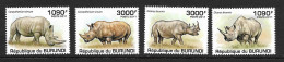 BURUNDI 2011 RHINOCEROS  YVERT N°1201/04 NEUF MNH** - Rhinoceros