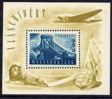 HUNGARY 1948 Reconstruction Of Chain Bridge 2nd  Block MNH / **.  Michel Block 13 - Blocks & Sheetlets