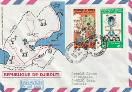 DJIBOUTI 1985 Lettre Pour L'Autriche Enveloppe Carte Géographique Timbres LIONS CLUB Et Année Internationale Jeunesse - Djibouti (1977-...)