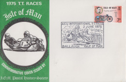 Enveloppe  FDC  1er  Jour    ILE  DE  MAN    Course  Motocycliste   1975 - Motorfietsen