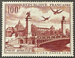 YT 28 (*) MH Poste Aérienne 1949 Paris Télégraphie Téléphonie (côte 6 Euros) France – Cypres - 1927-1959 Neufs