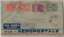 Brazil 1931 Schenker & Rodrigues Cover From Recife Florianópolis Blumenau Cancel Aeropostale Definitive + Airmail Stamp - Posta Aerea (società Private)
