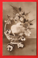 ABC-06 Joyeuses Pâques Poussin Dans Un Panier De Fleurs. Circulé 1916 - Ostern
